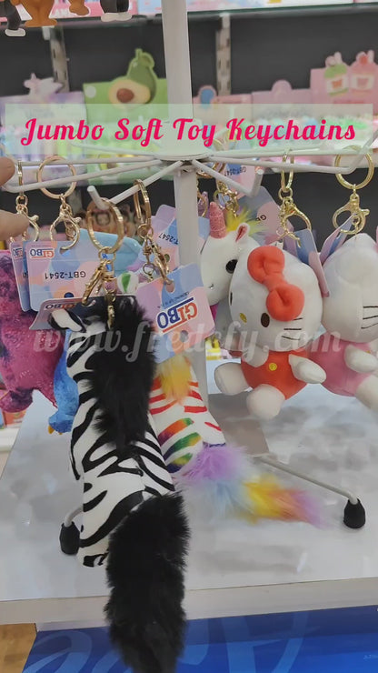 Jumbo Colorful Zebra Soft Toy Keychain