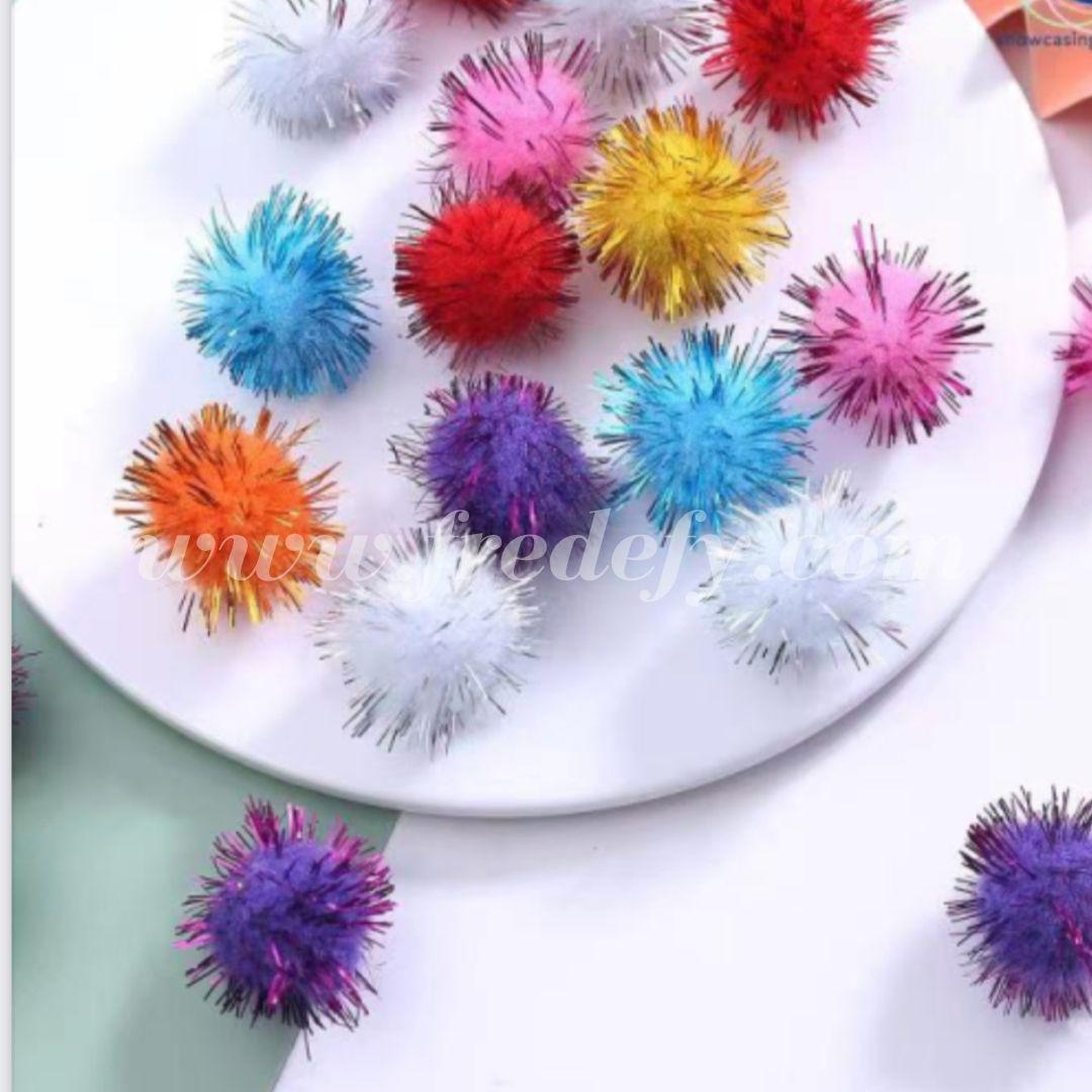 Buy Sparkle Pom-Pom Fur Balls - Pack of 12 Online - fredefy – Fredefy