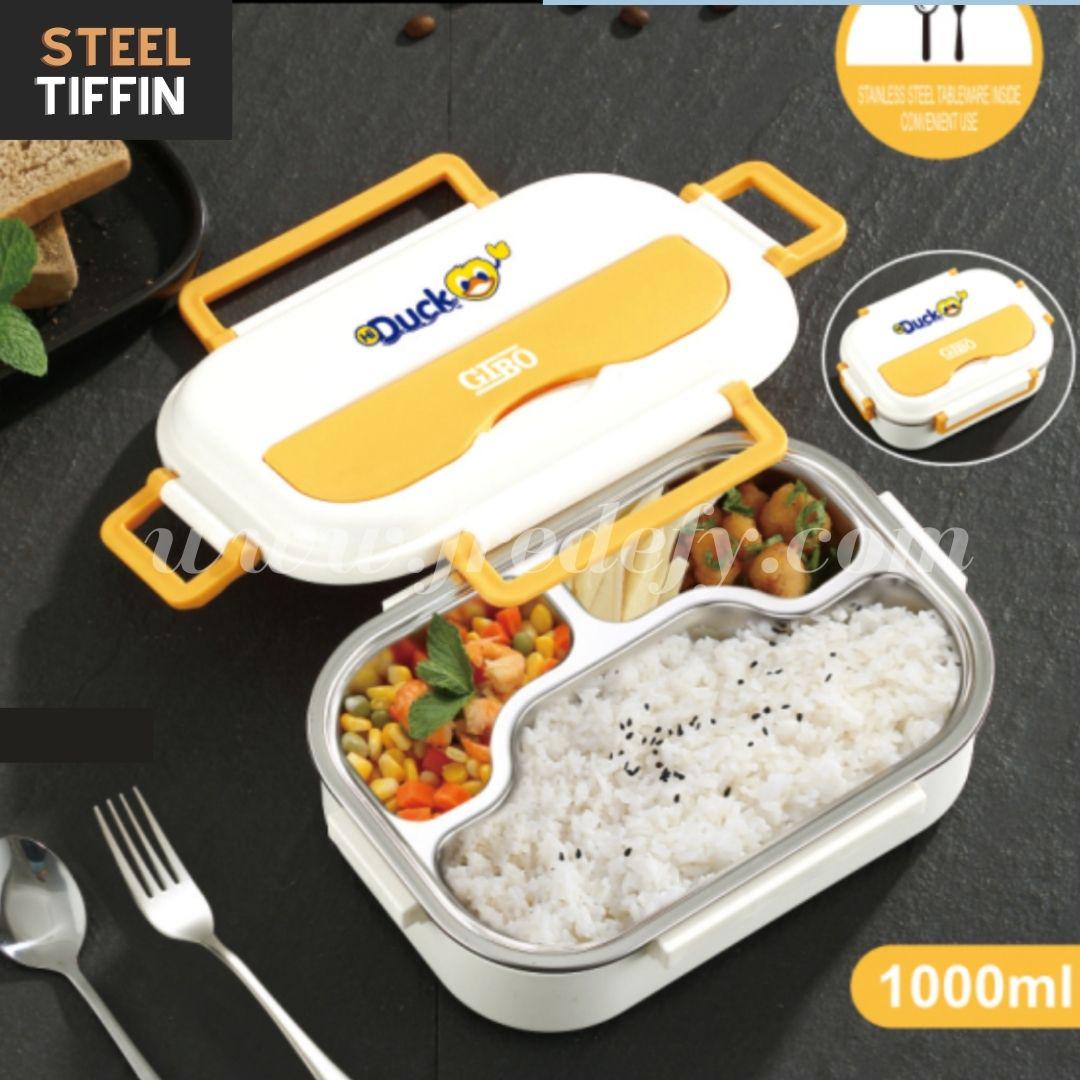 3 Compartment Insulated Lunch Box With Spoon & Fork-Fredefy