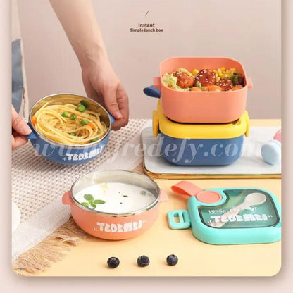 Cute Kids Steel Insulated Lunch Box With Handle-Fredefy