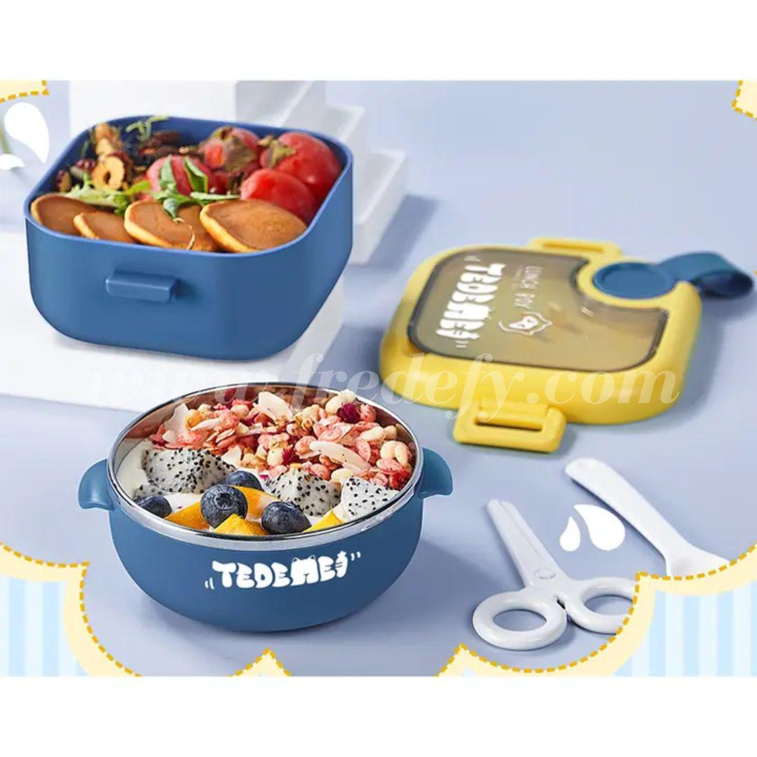 Cute Kids Steel Insulated Lunch Box With Handle-Fredefy