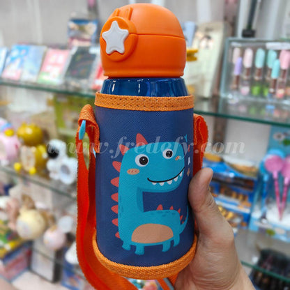 Insulated Steel Dino Sipper With Cover & Cap With Sling - 500 ml-Fredefy