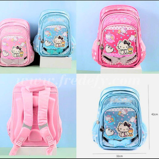 Pink Kitty With Bow School Bag-Fredefy