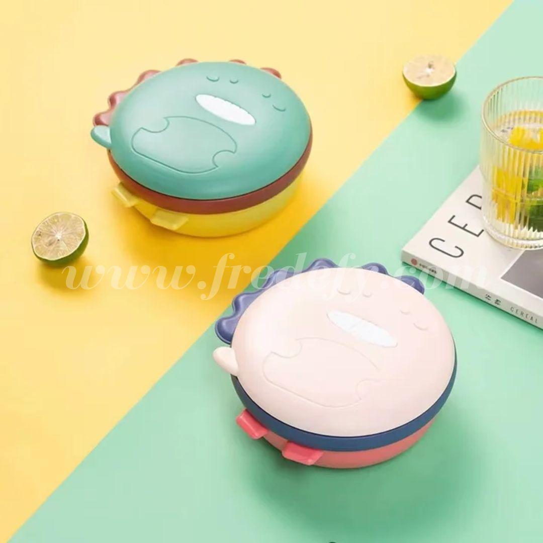 Stylish 3 Compartments Round Lunch Box-Fredefy