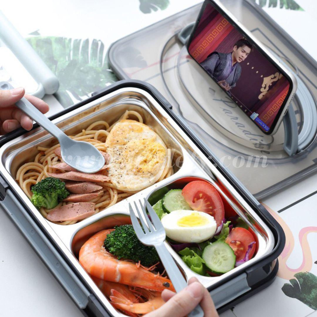 Transparent 4 Compartment With Bowl Insulated Lunch Box-Fredefy