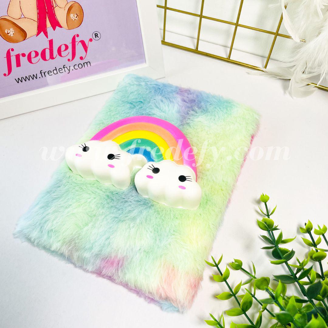 3D Squishy Rainbow & Clouds Fur Diary-Fredefy
