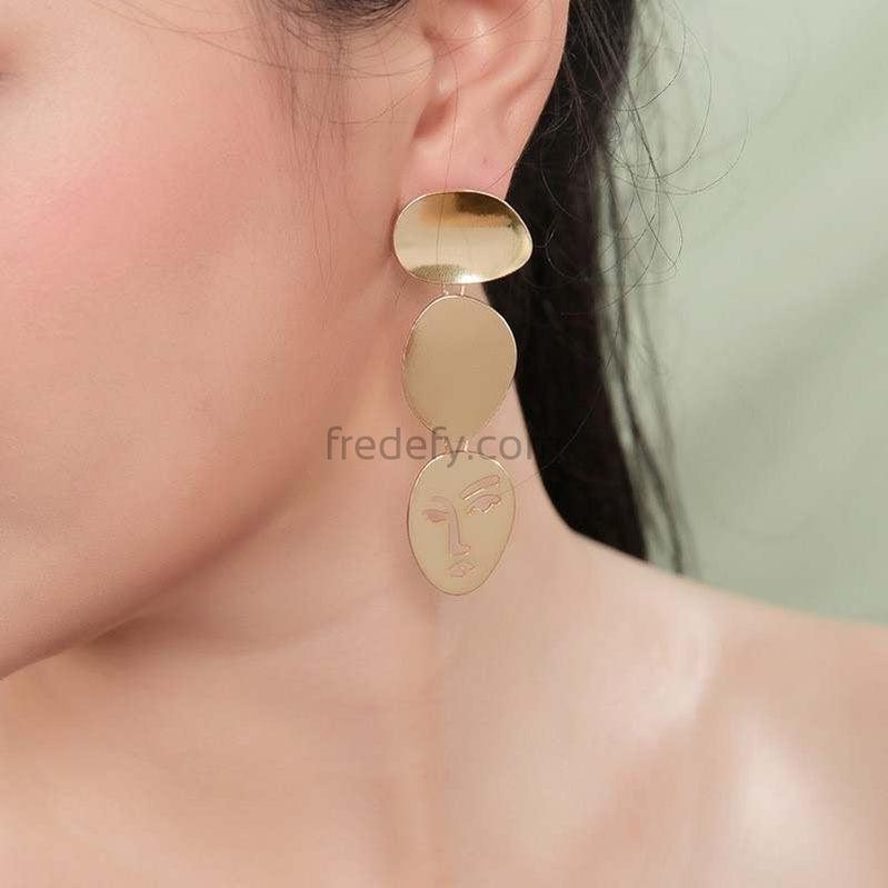 Abstract Face Dangler Earrings-Fredefy