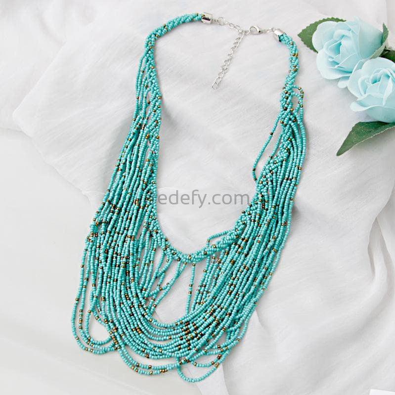 Beautiful Sea-Green String Necklace-Fredefy