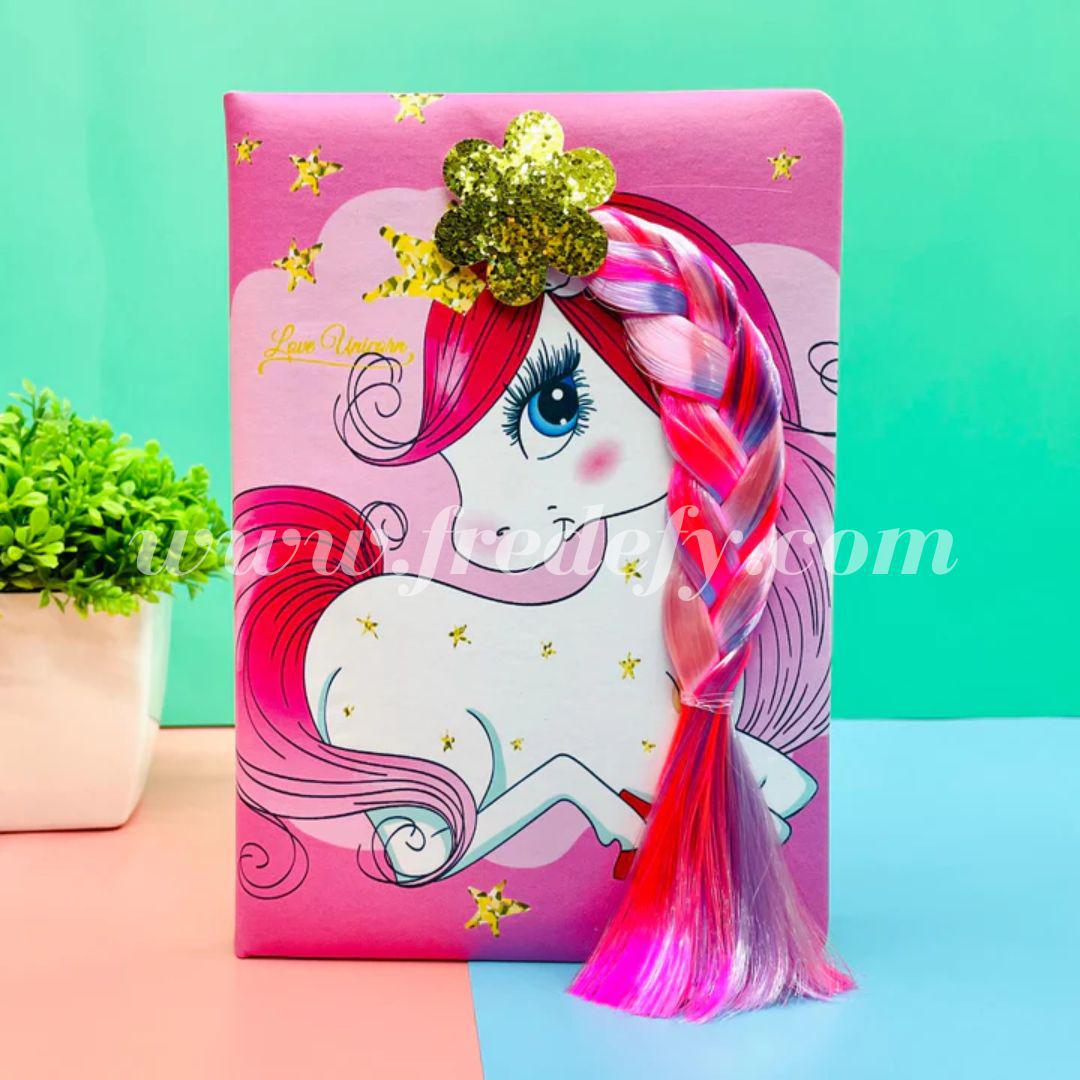 Beautiful Unicorn With Ponytail Diary-Fredefy