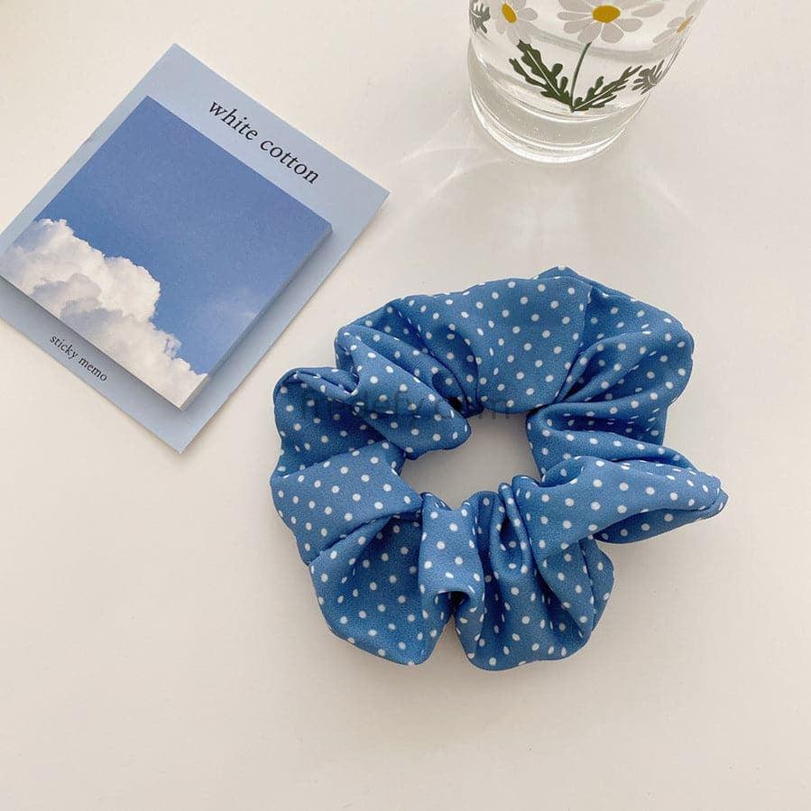 Blue Daisy Hair Scrunchies (Pack of 5)-Fredefy