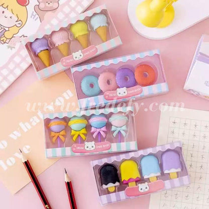 Cute Doughnut Erasers - Pack of 4-Fredefy