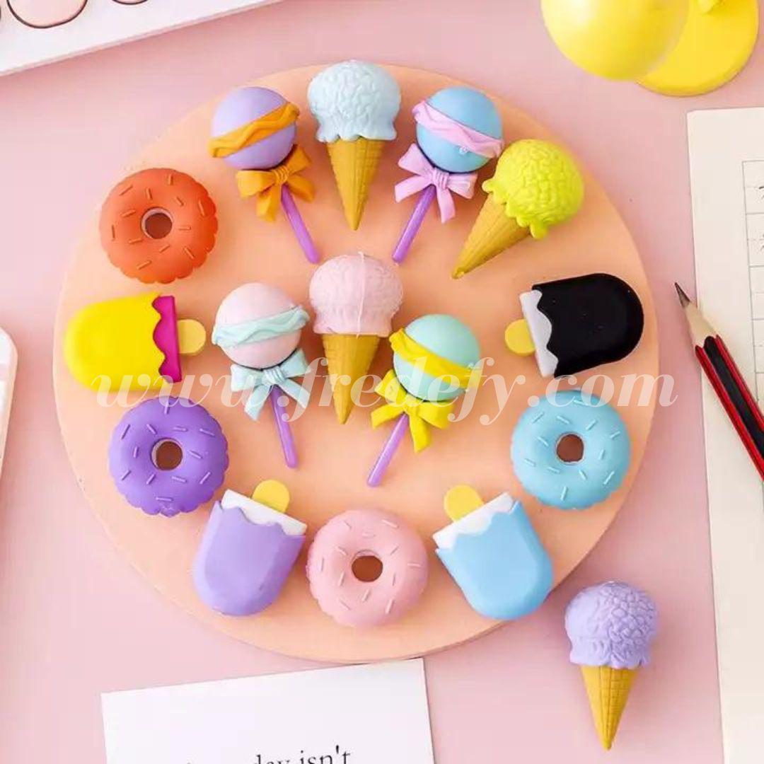 Cute Doughnut Erasers - Pack of 4-Fredefy