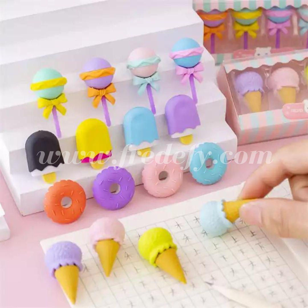 Cute Ice Cream Erasers - Pack of 4-Fredefy