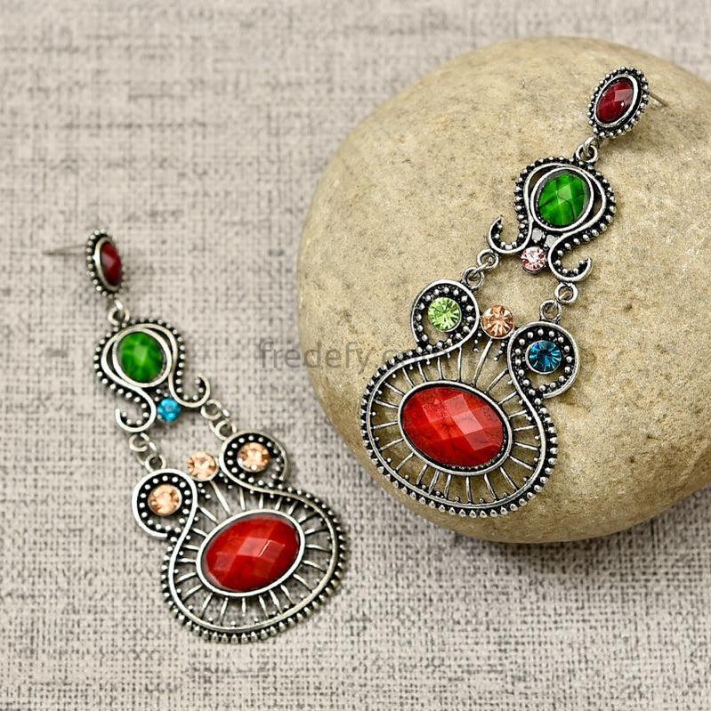 Fashionable Colorful Metallic Earrings-Fredefy