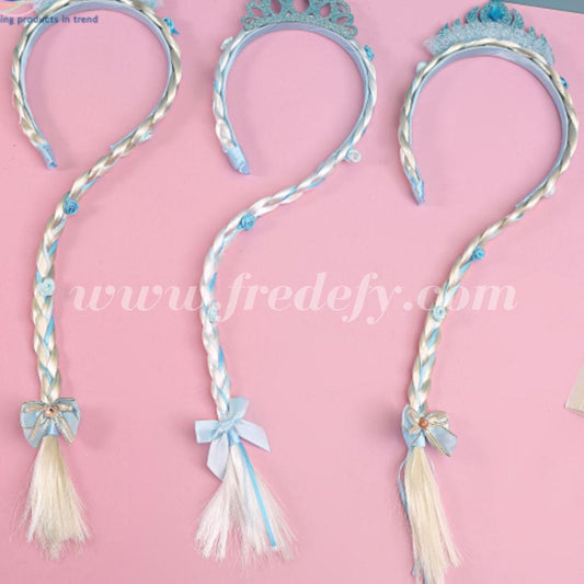 Hair Band With Blue Braided Pony Tail-Fredefy