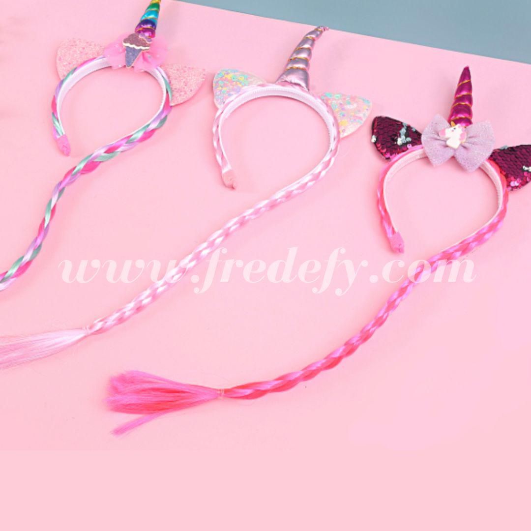 Hair Band With Pink Braided Pony Tail-Fredefy