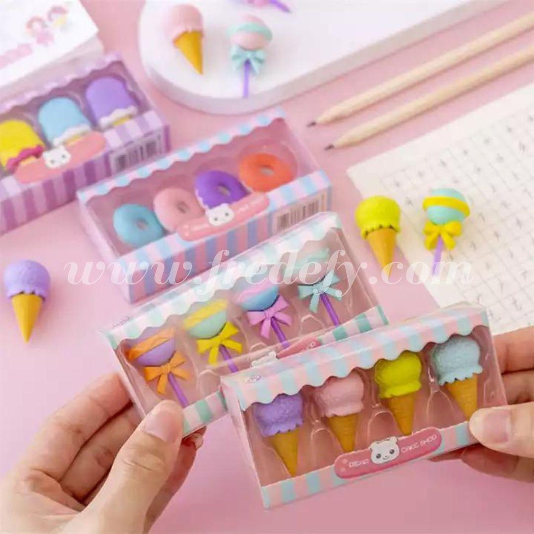 Ice Cream Cone Erasers - Pack of 4-Fredefy