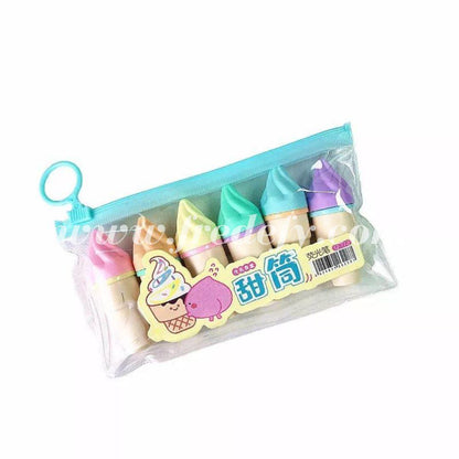 Ice Cream Cone Highlighter - Pack of 6-Fredefy