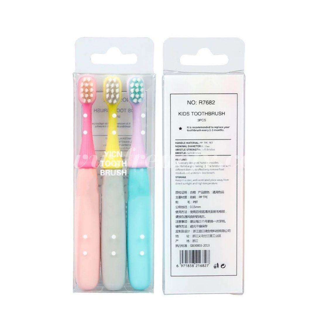 Kids Colorful Soft Toothbrush - Pack of 3-Fredefy
