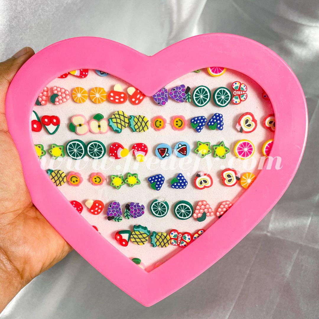 Kids Earrings In Heart Box-Fredefy