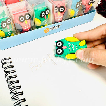 Owl Pencil Sharpner With Eraser-Fredefy