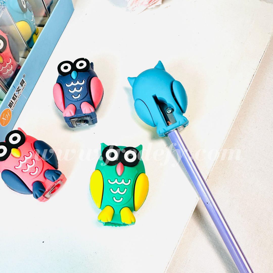 Owl Pencil Sharpner With Eraser-Fredefy
