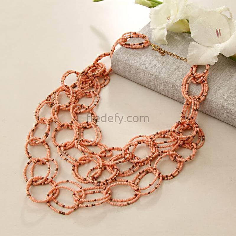 Pretty Peach Strings Necklace-Fredefy