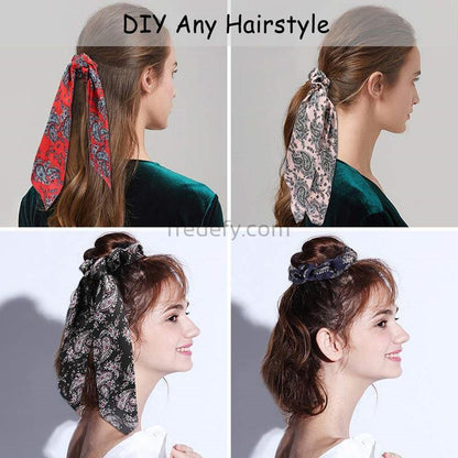 Printed Ponytail Hair Ties (Pack of 4)-Fredefy