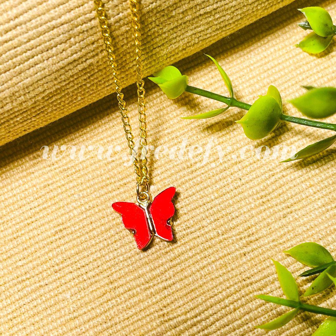 Red Butterfly Necklace-Fredefy